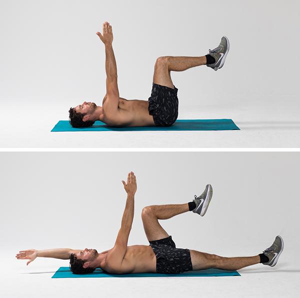 steps of doing the ab exercise dead bug